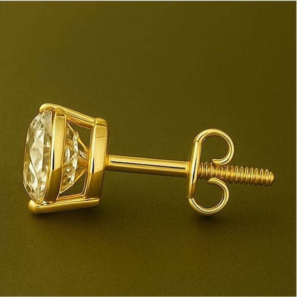 2 CT Lab Grown Diamond Stud Earrings | G VS | 14K Gold Yellow, White or … - Picture 7 of 11